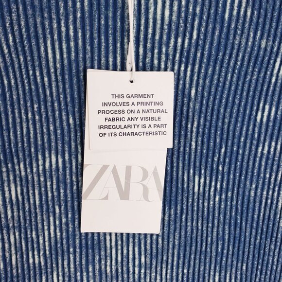 ZARA Women’s 2-Piece Ribbed Tie Dye Velvet Set Blue Crop Top & Maxi Skirt M - Picture 10 of 12